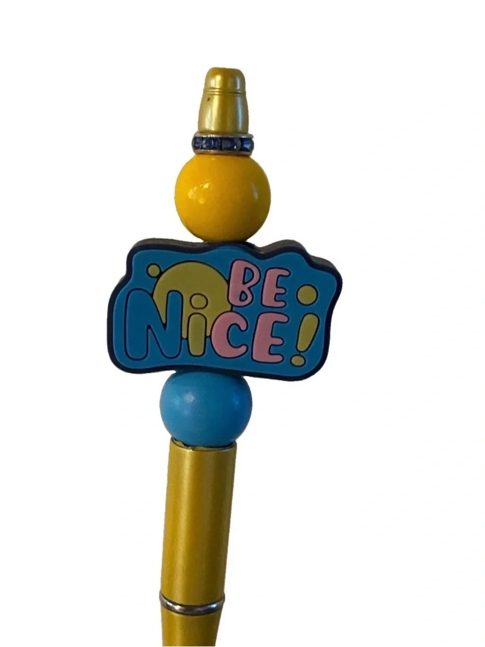 Be Nice! Yellow & Blue Stylish Black Ink Ballpoint Pen